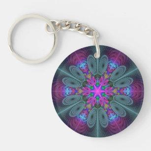 Mandala Colorful Striking Fractal Art Kaleidoscope Sleutelhanger