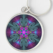 Mandala Colorful Striking Fractal Art Kaleidoscope Sleutelhanger (Voorkant)