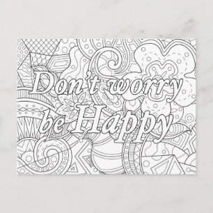 Mandala-colorierkaart don't worry be happy briefkaart