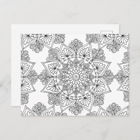 Mandala Coloring Floral Pattern Briefkaart (Voorkant / Achterkant)