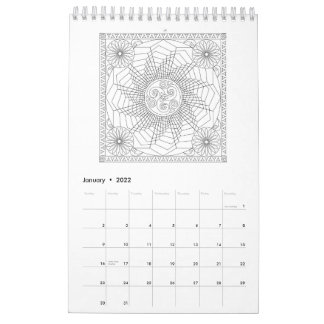 Mandala Coloring Pages Calendar in Black and White Kalender