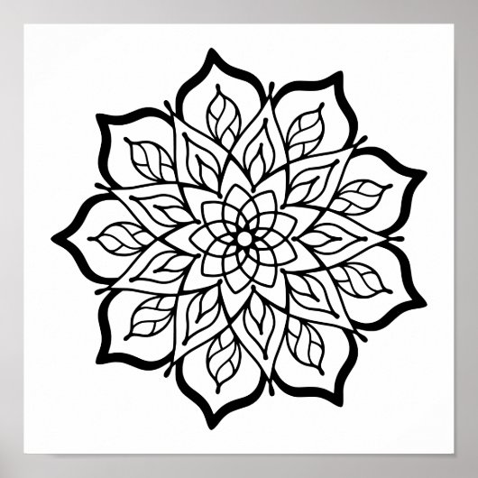 Mandala Coloring Poster – Sacred Geometry Wall Art (Voorkant)