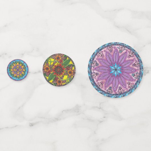 Mandala Confetti (6 verschillende design) (Voorkanten)