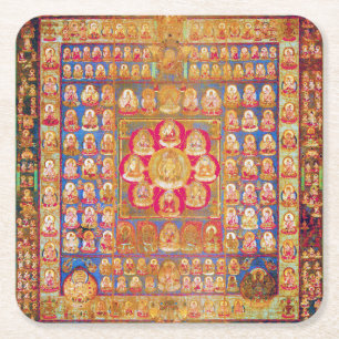 Mandala Cosmic Diagram voor Meditatie Kartonnen Onderzetters