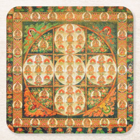 Mandala Cosmic Diagram voor Meditatie Kartonnen Onderzetters (Voorkant)