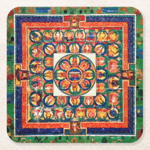 Mandala Cosmic Diagram voor Meditatie Kartonnen Onderzetters