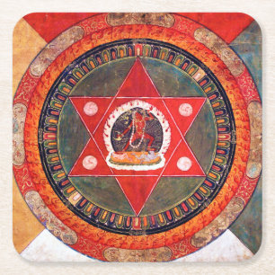 Mandala Cosmic Diagram voor Meditatie Kartonnen Onderzetters