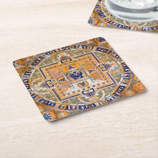 Mandala Cosmic Diagram voor Meditatie Kartonnen Onderzetters (Schuin)