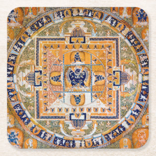 Mandala Cosmic Diagram voor Meditatie Kartonnen Onderzetters