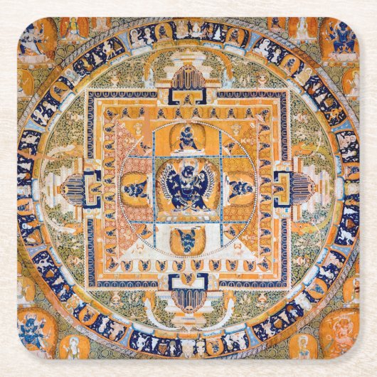 Mandala Cosmic Diagram voor Meditatie Kartonnen Onderzetters (Voorkant)