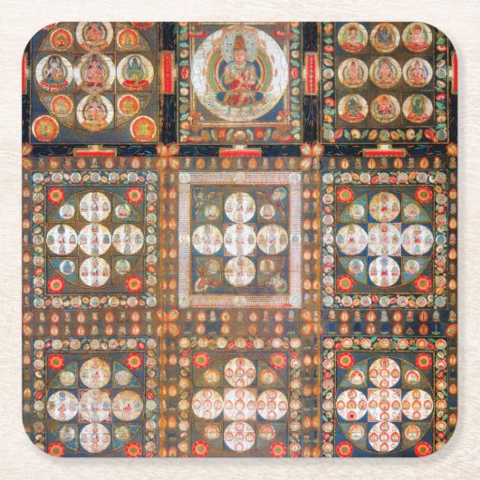 Mandala Cosmic Diagram voor Meditatie Kartonnen Onderzetters (Voorkant)