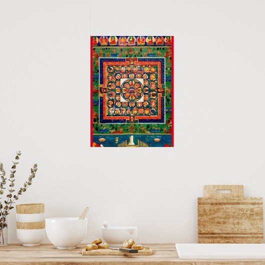 Mandala Cosmic Diagram voor Meditatie Poster (Keuken)