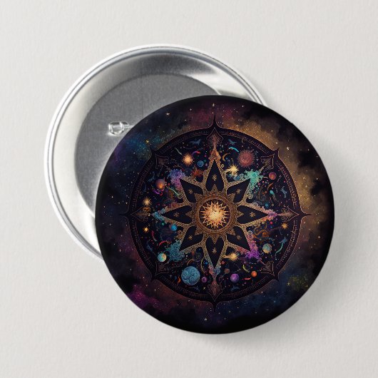 Mandala Cosmic Visionary Art Button (Voorkant /achterkant)