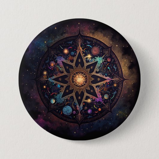 Mandala Cosmic Visionary Art Button (Voorkant)