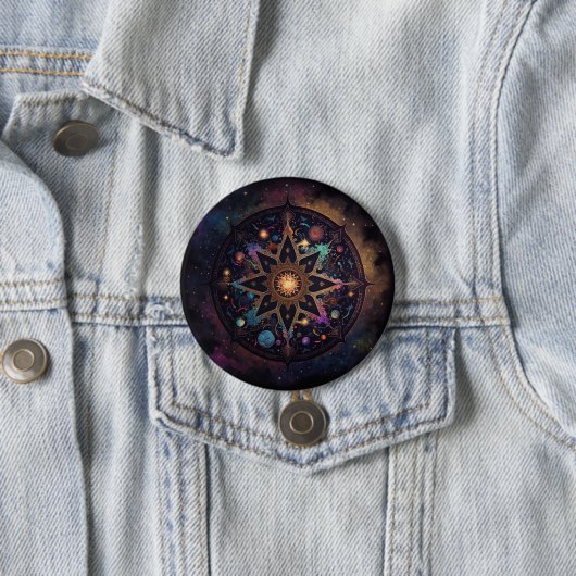 Mandala Cosmic Visionary Art Button (In situ)