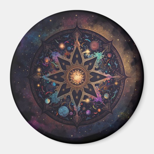 Mandala Cosmic Visionary Art Button Magnet (Voorkant)