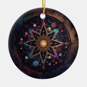 Mandala Cosmic Visionary Art Ceramic Ornament