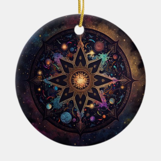 Mandala Cosmic Visionary Art Ceramic Ornament (Voorkant)