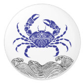 Mandala Crab– Kustblauw Keramische Knop (Voorkant)