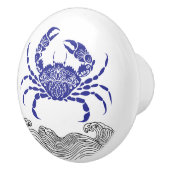 Mandala Crab– Kustblauw Keramische Knop (Rechts)