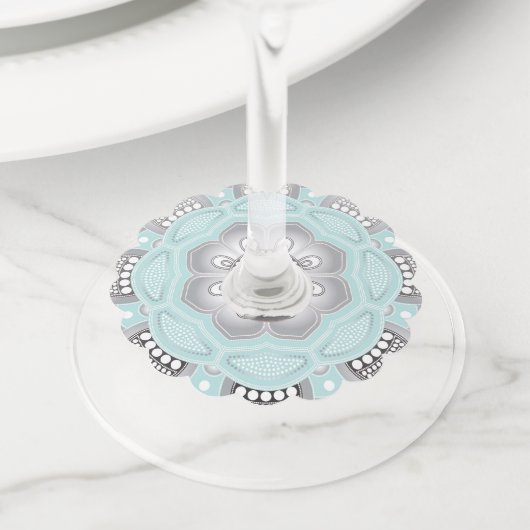 Mandala Creation, alle punten voor één 1 Wijnglaslabel (Dichtbij)