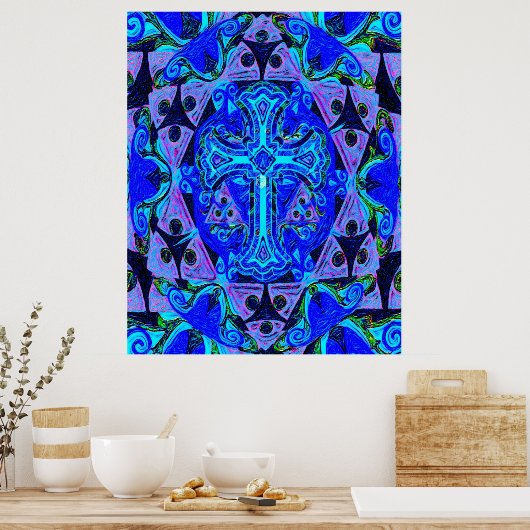 Mandala Cross van Amelia Carrie Poster (Keuken)