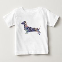 Mandala Dachshund Fijn Jersey T-shirt, wit