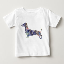 Mandala Dachshund Fijn Jersey T-shirt, wit