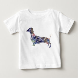 Mandala Dachshund Fijn Jersey T-shirt, wit
