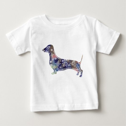 Mandala Dachshund Fijn Jersey T-shirt, wit (Voorkant)