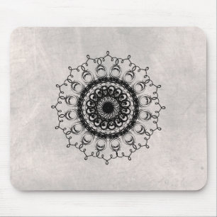 Mandala Damask Black en White Yoga Art Elegant Muismat
