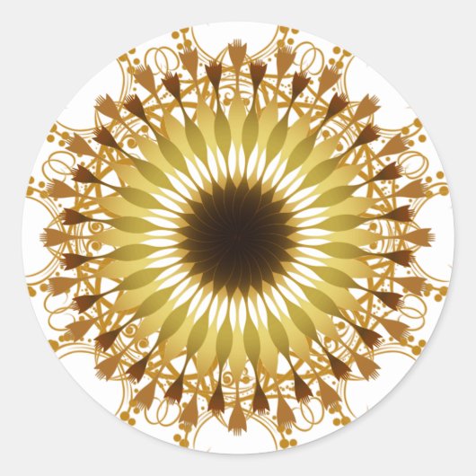 Mandala Damask Lotus Bloemkunst Ronde Sticker (Voorkant)