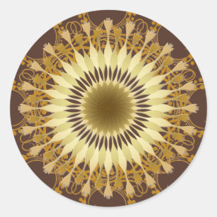 Mandala Damask Lotus Bloemkunst Ronde Sticker