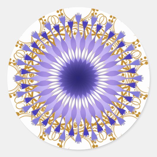 Mandala Damask Lotus Bloemkunst Ronde Sticker (Voorkant)