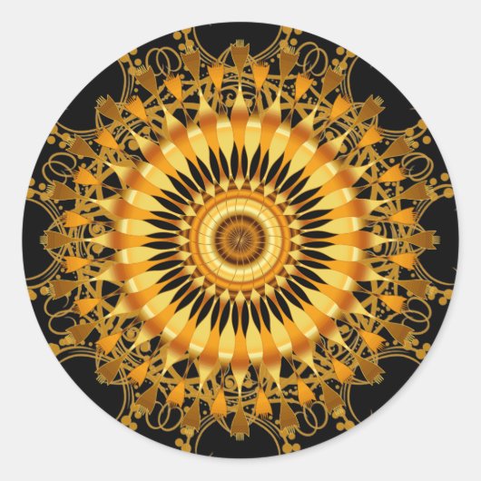 Mandala Damask Lotus Bloemkunst Ronde Sticker (Voorkant)