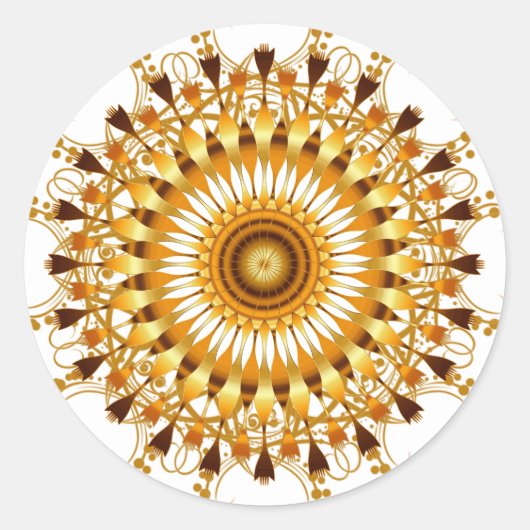 Mandala Damask Lotus Bloemkunst Ronde Sticker (Voorkant)