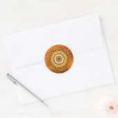 Mandala Damask Lotus Bloemkunst Zonneschijn Ronde Sticker (Envelop)