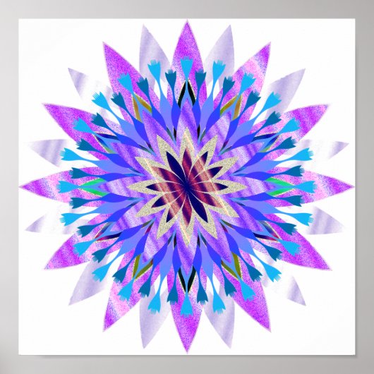 Mandala Damask Lotus Flower Art Elegant Poster (Voorkant)