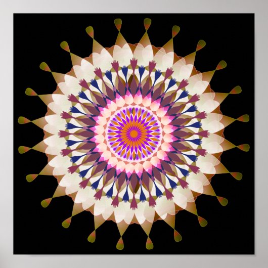 Mandala Damask Lotus Flower Art Elegant Poster (Voorkant)