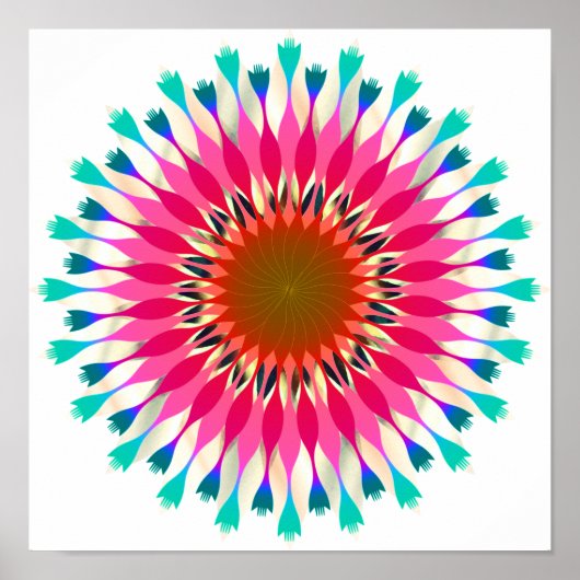 Mandala Damask Lotus Flower Art Elegant Poster (Voorkant)