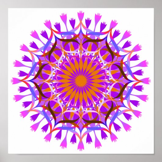 Mandala Damask Lotus Flower Art Elegant Poster (Voorkant)