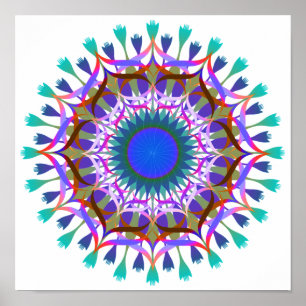 Mandala Damask Lotus Flower Art Elegant Poster