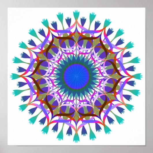 Mandala Damask Lotus Flower Art Elegant Poster (Voorkant)