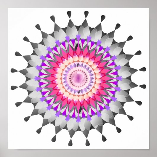 Mandala Damask Lotus Flower Art Elegant Poster (Voorkant)