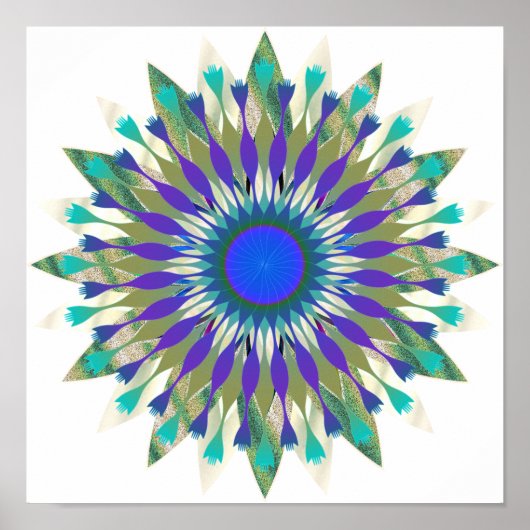Mandala Damask Lotus Flower Art Elegant Poster (Voorkant)
