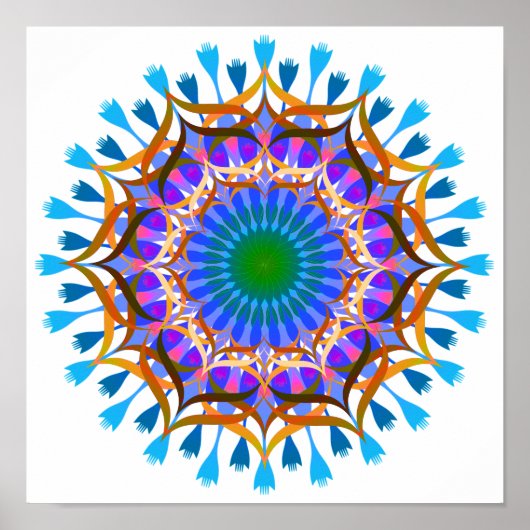 Mandala Damask Lotus Flower Art Elegant Poster (Voorkant)