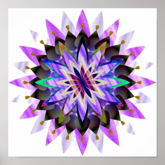 Mandala Damask Lotus Flower Art Elegant Poster (Voorkant)