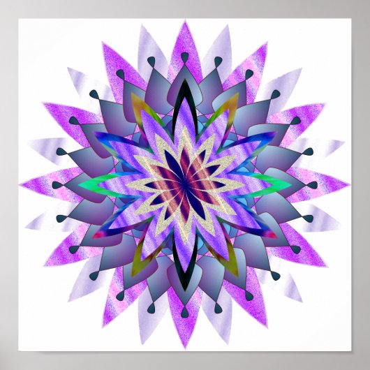 Mandala Damask Lotus Flower Art Elegant Poster (Voorkant)