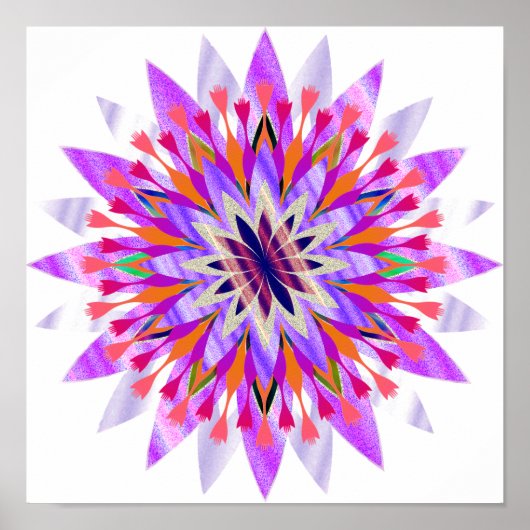 Mandala Damask Lotus Flower Art Elegant Poster (Voorkant)