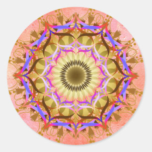 Mandala Damask Lotus Flower Art Elegant Ronde Sticker